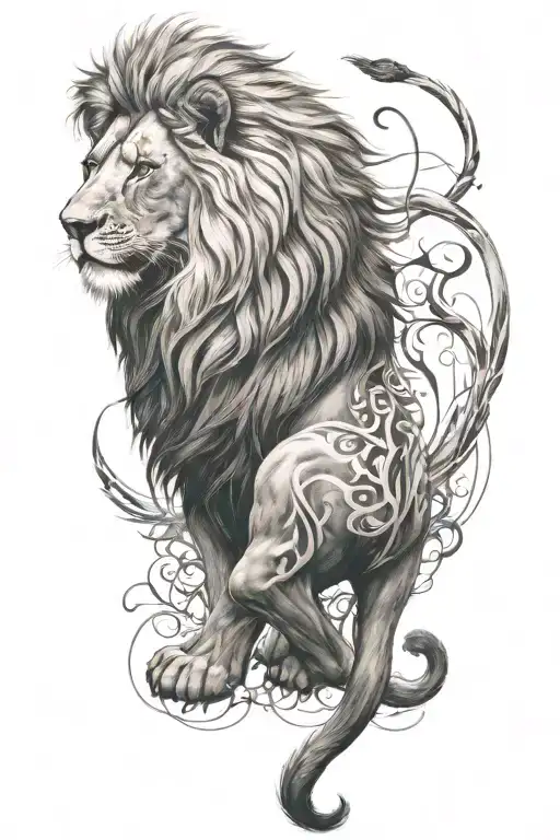lion full body  tattoo design idea