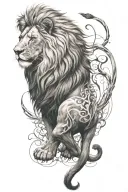 lion full body  tattoo design idea