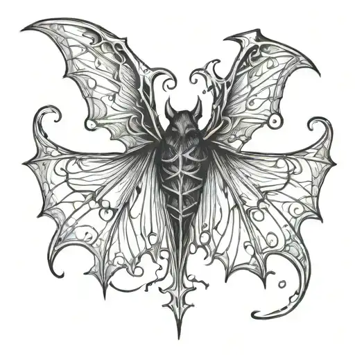 Cross between bat wings tattoo design idea