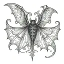 Cross between bat wings tattoo design idea
