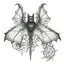 Cross between bat wings tattoo design idea