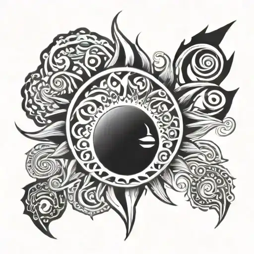 Sun moon tribal tattoo tattoo design idea
