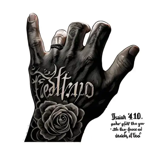 "Isaiah 41:10" on right hand tattoo tattoo design idea