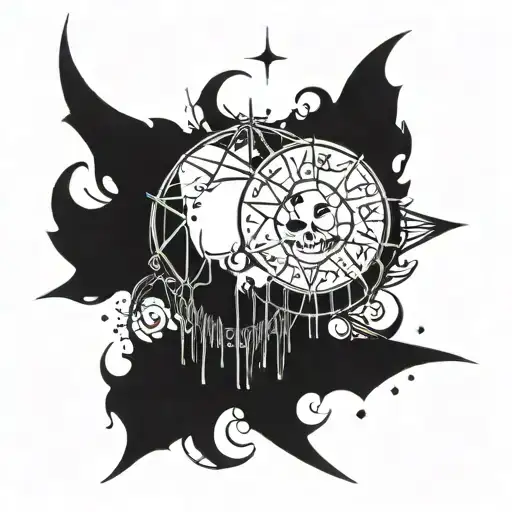emo bad bitch goth blackwork, maybe some moons and varies other gothic styles tattoo design idea