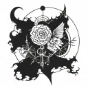 emo bad bitch goth blackwork, maybe some moons and varies other gothic styles tattoo design idea