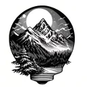 Mountain in light bulb tattoo design idea
