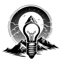Mountain in light bulb tattoo design idea