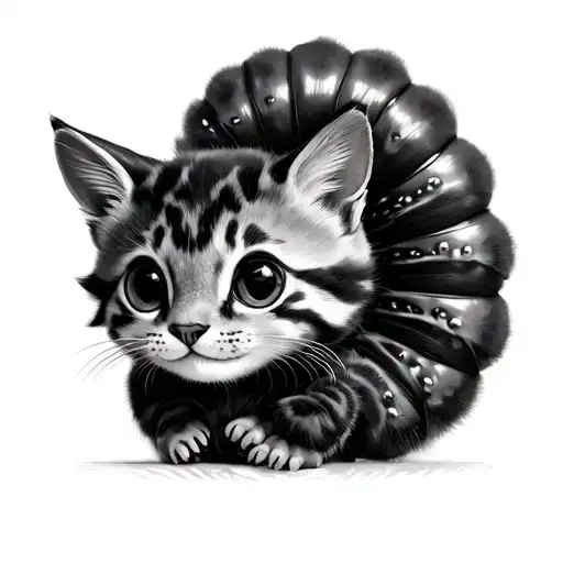  caterpillar with a cat face and paws and fluffy tail  tattoo design idea