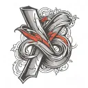 Two numbers 26 46 horizontally 46 is crossed red line tattoo design idea