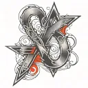 Two numbers 26 46 horizontally 46 is crossed red line tattoo design idea