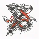 Two numbers 26 46 horizontally 46 is crossed red line tattoo design idea