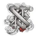 Two numbers 26 46 horizontally 46 is crossed red line tattoo design idea