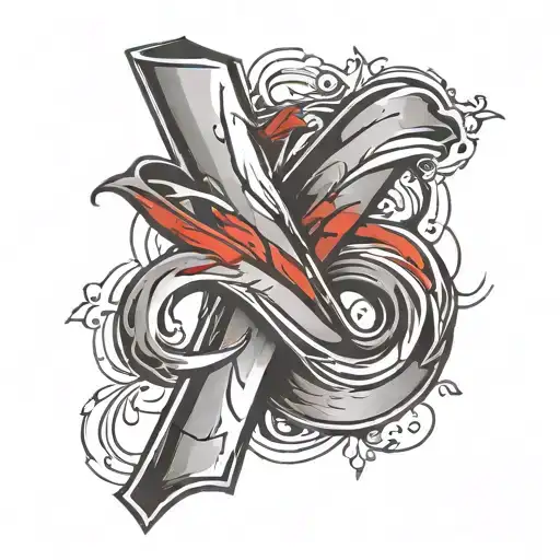 Two numbers 26 46 horizontally 46 is crossed red line tattoo design idea