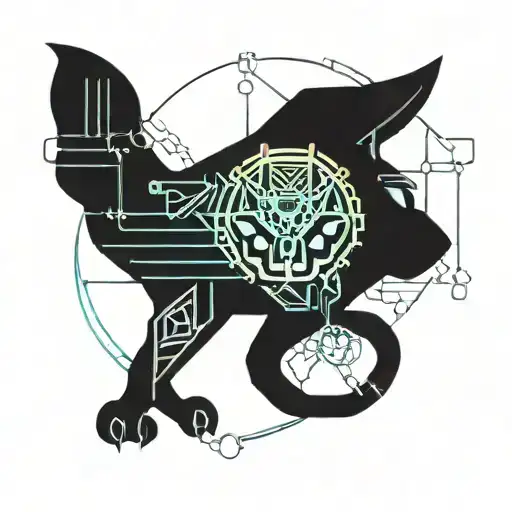 black cat outline tattoo design idea