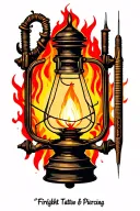 "Firelight Tattoo & Piercing" "Firelight Tattoo & Piercing" oil lamp with tattoo needle tattoo design idea
