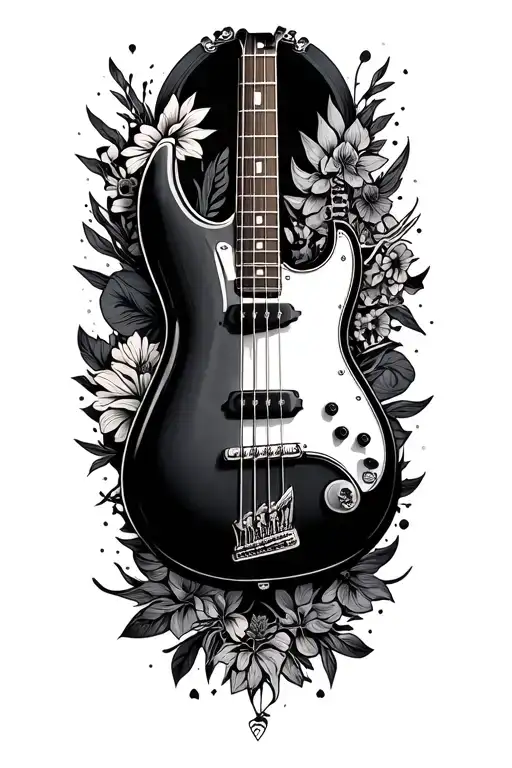 a compose of bass guitar , software developer, ducati enthusiast, travel lover as multiple tattoos to one half sleeve tattoo design idea