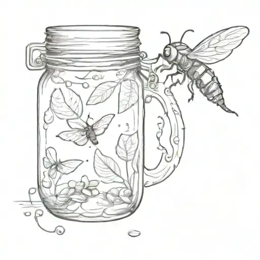 firefly coming out of jar tattoo design idea
