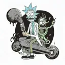 A business owner analyzing numbers with a Rick and Morty inspired twist tattoo design idea