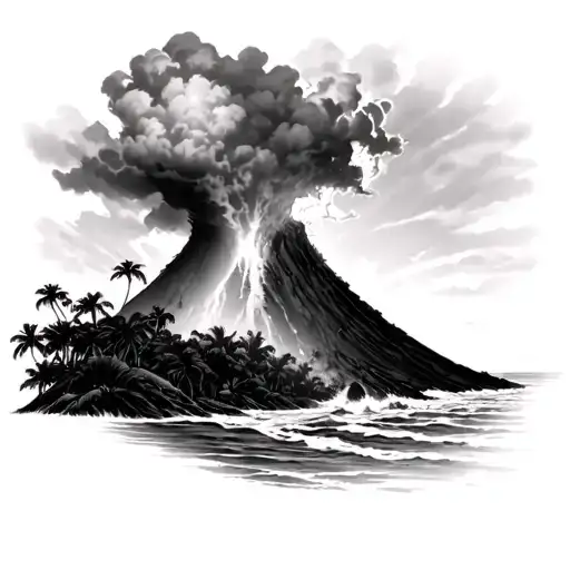 Hawaii Volcano black tattoo design idea