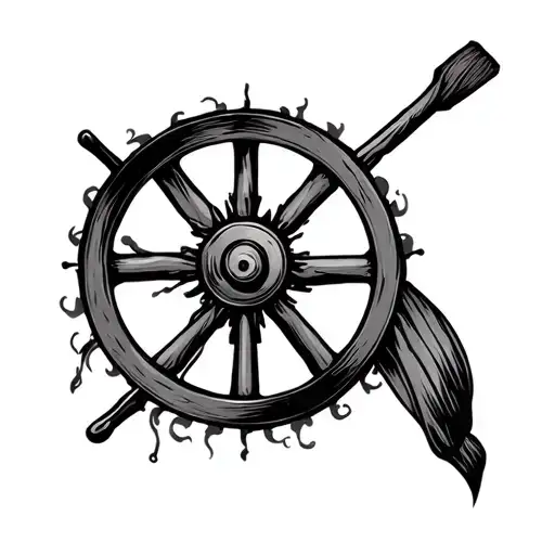 Spinning wheel tattoo design idea