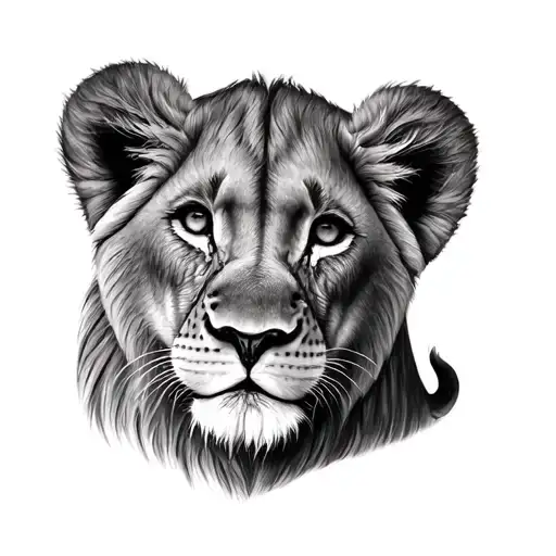 baby lion tattoo design idea