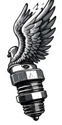 spark plug with wings spread tattoo design idea