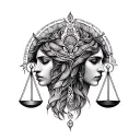virgo and libra zodiac sign tattoo design idea