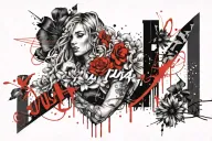 the name julia surrounded by flowers tattoo design idea