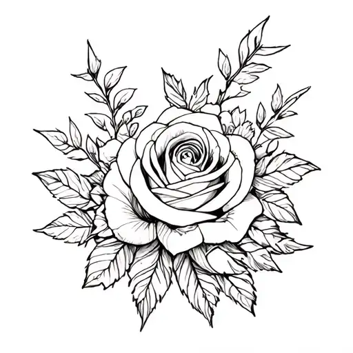 Flowers and roses with thorns tattoo design idea