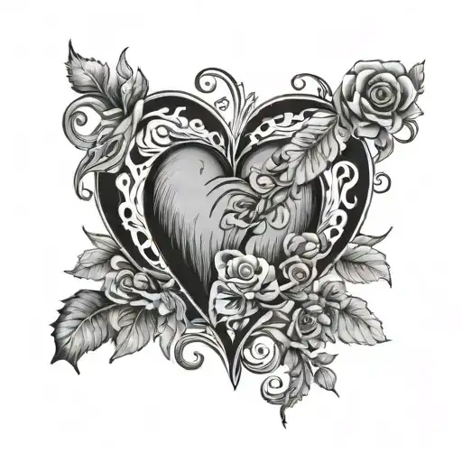 a heart with the names drew and Selene in it  tattoo design idea