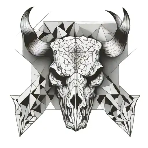 bull skull with 3 eyes tattoo design idea
