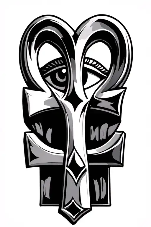 ankh symbol with eye tattoo design idea