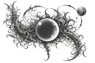 Incorporate a glowing sun to represent 'SUN' (the user's son) and a serene crescent moon to represent 'MOON' (the user), tattoo design idea