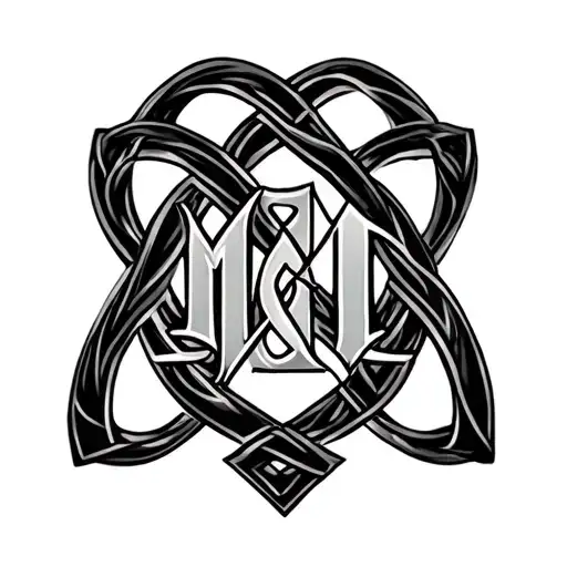 father daughter Celtic knot with initials M & N tattoo design idea
