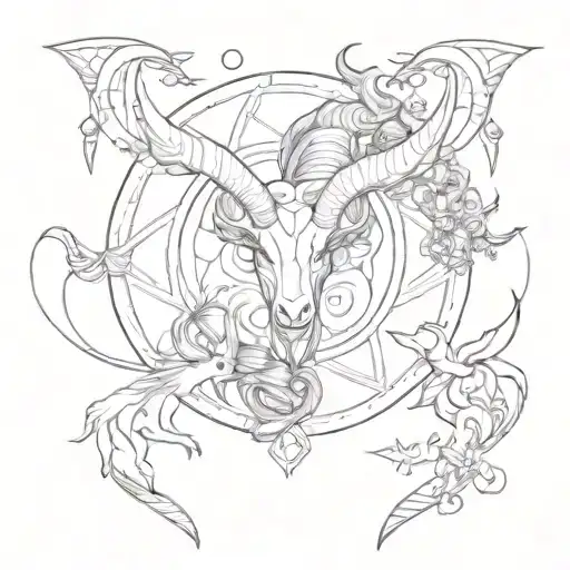 Capricorn and Cancer zodiac symbol tattoo design idea