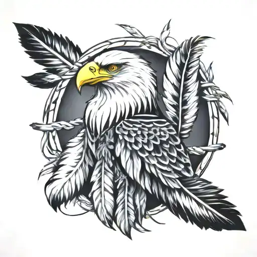 2 eagle feather tied together  tattoo design idea