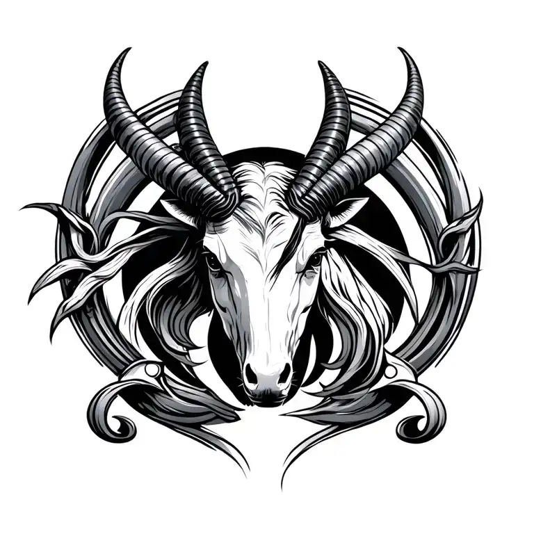 bio mechanical Capricorn symbol tattoo design idea