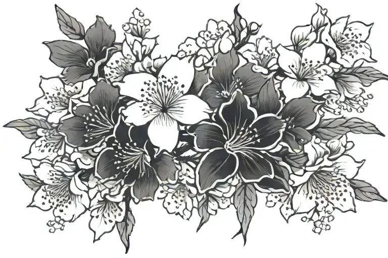 Cherry Blossom Black And White tattoo design idea