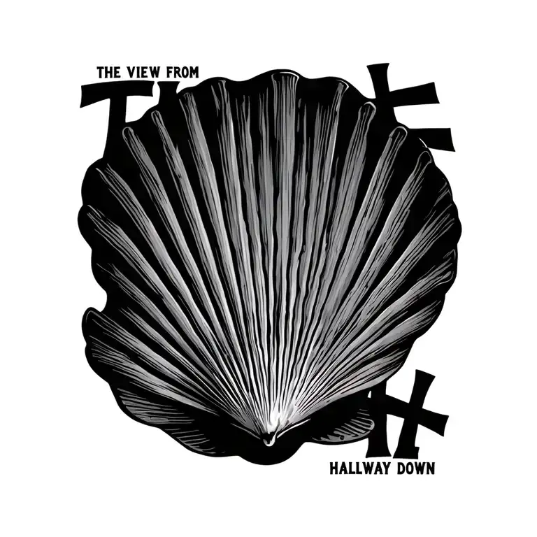 "The view from halfway down " scallop shell tattoo design idea