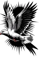Flying Dove with sun rays tattoo design idea