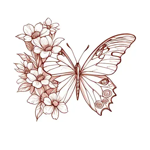 Grandmas love always with us through a butterfly and flowers. flowers symbolize the siblings & the butterfly is grandma tattoo design idea