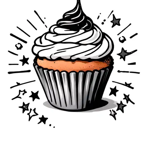 cupcake, star, peace sign tattoo tattoo design idea