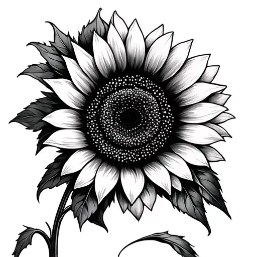 Black And White Sunflower tattoo design idea