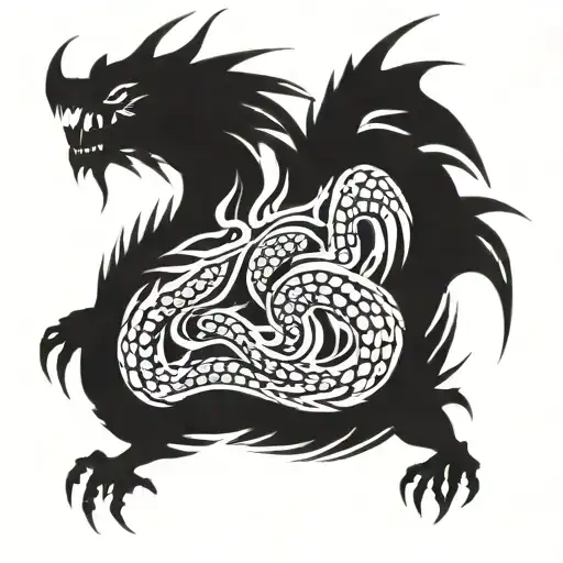 tribal black dragon tattoo for back  tattoo design idea