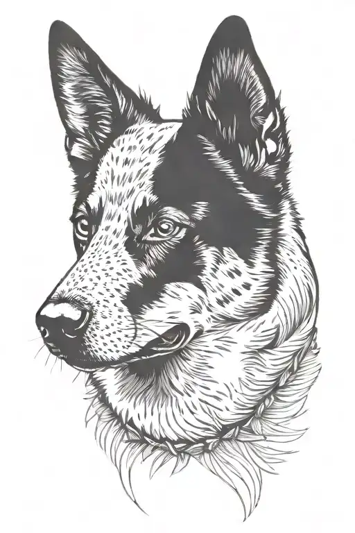 Australian Cattle Dog head tattoo design idea