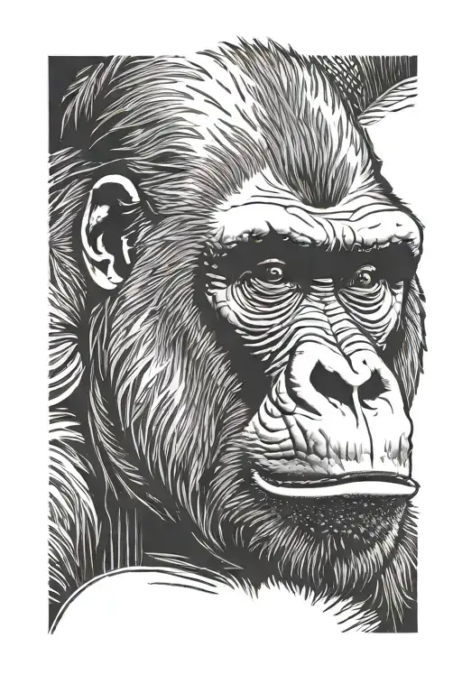 gorilla face tattoo design idea