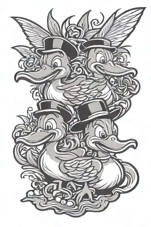 ducks spliff drugs cartoon rubber tattoo design idea