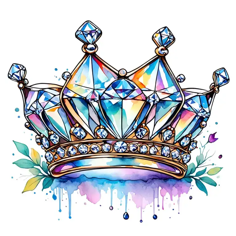 diamonds and crown for female tattoo design idea