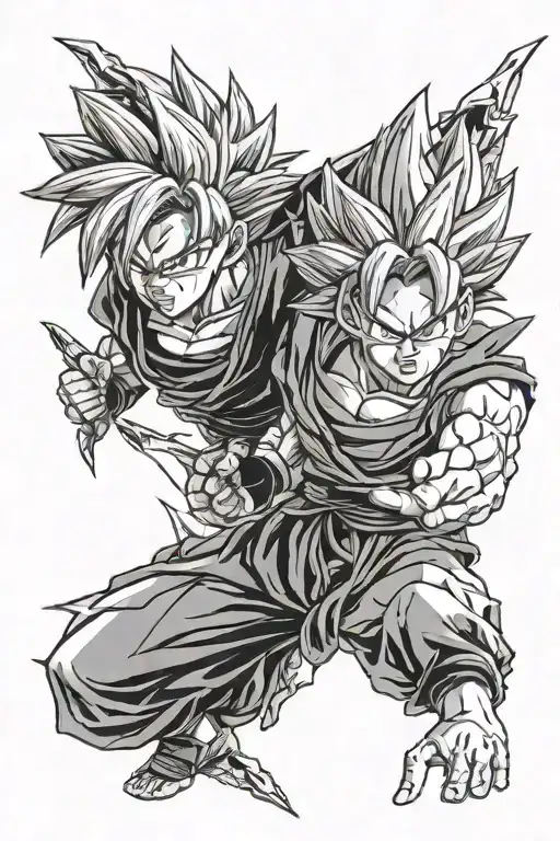 super saiyan 2 trunks eyes panel tattoo design idea