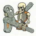 skeleton holding a chainsaw tattoo design idea